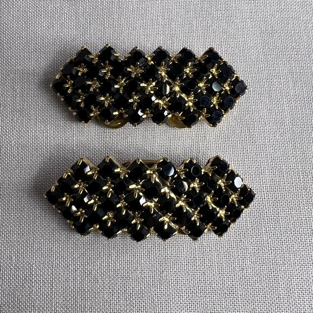 Vintage Musi Rhinestone & Gold Tone Shoe Clips B8